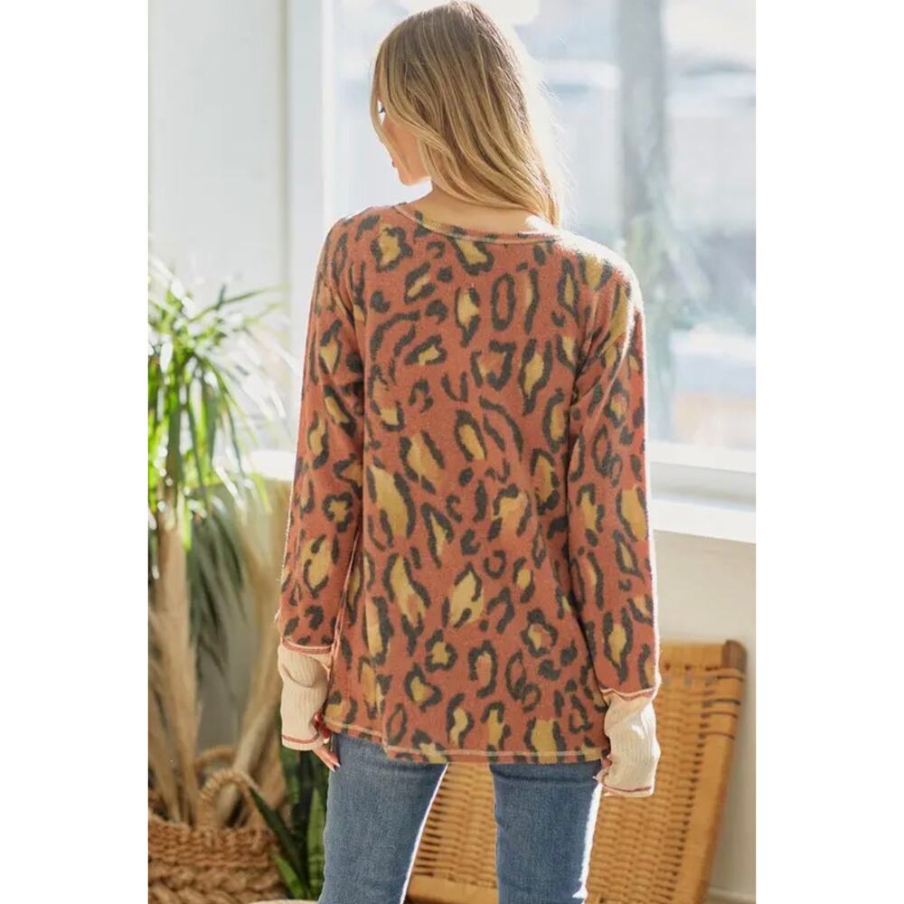 Lovely Melody - Leopard Print Long Sleeve Sweatshirt - Small (NWOT) - Picture 3 of 4